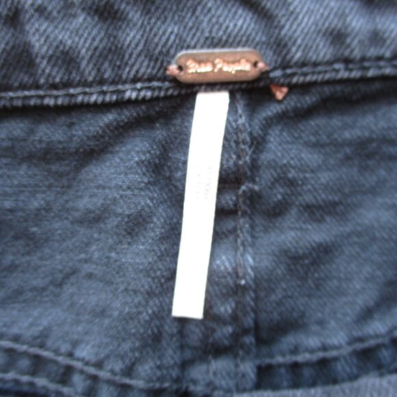 Free People Skirt Womens 0 Black Denim Beaded Gem Cut Off Short Mini Jean 28 - Picture 5 of 14
